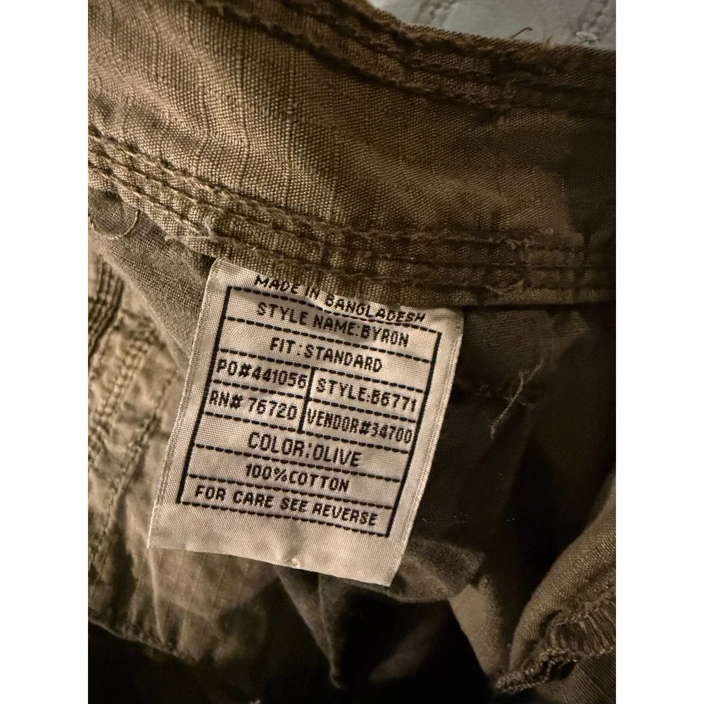 BKE Byron Mens Olive Green Cargo Shorts StandardFit Size 38 Cotton Ripstop B6771